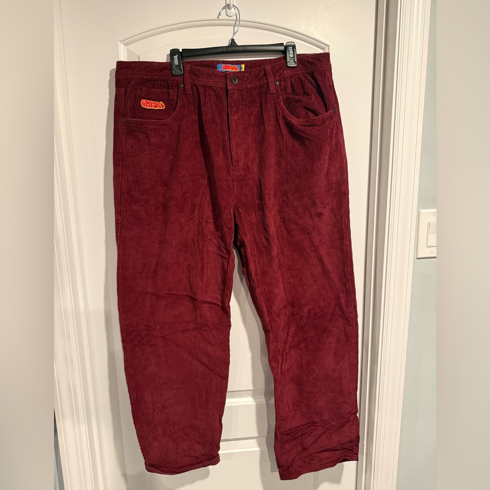 Zumiez Empyre Burgundy/Maroon Corduroy Baggy Pants